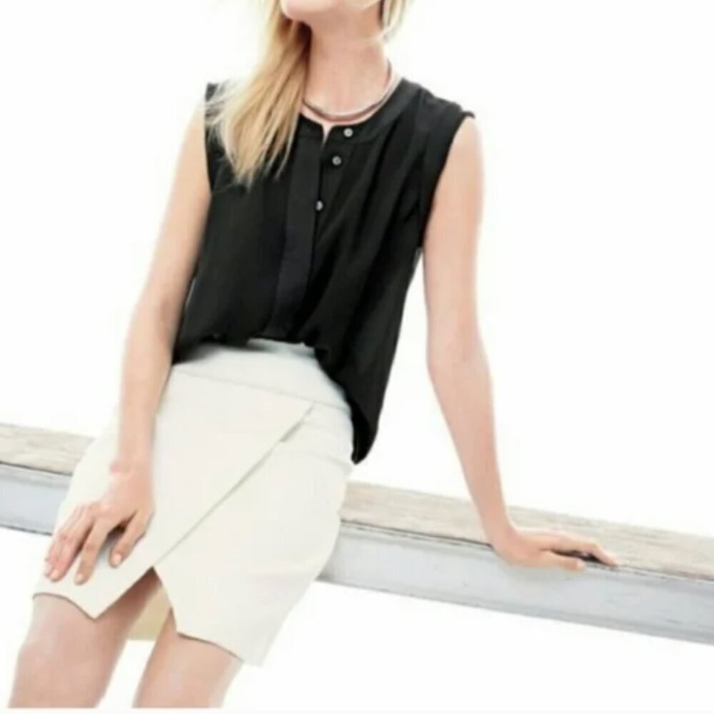 J. Crew Womens Size 2 Crossover Wrap Mini Skirt Ivory White Lined Zip Back C6377